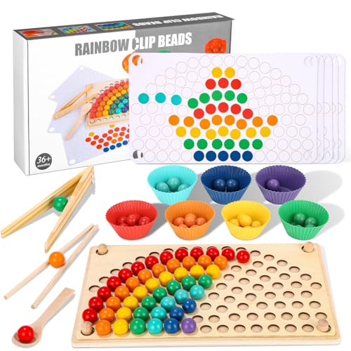 Juegos Montessori 3 4 5 6 Años, Juguetes Niños para Motricidad Fina & Psicomotricidad Infantil, Puzzle Rompecabezas de Madera,Juegos Educativos con Patrón y Color,Regalos Cumpleaños para Niños & Niñas