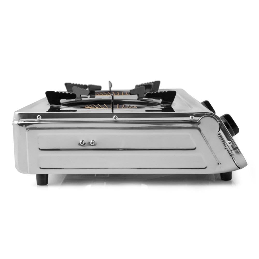 Orbegozo FO 2710 - Hornillo a gas, gas butano o propano, cuerpo INOX, 2 quemadores de triple corona, encendido piezoeléctrico
