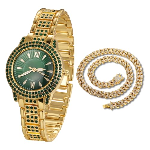 Reloj de oro para niños con diamantes verdes, el regalo ideal de cumpleaños y fiestas