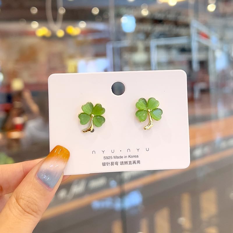 St Patricks Day Earrings for Women, Trendy Statement Four Leaf Clover Shamrock Earrings Stud, St Patricks Day Outfits & Shirt Accessories for Women - Image 5