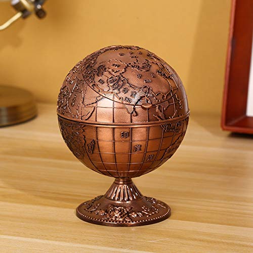 Fayme Vintage metaal met deksel Globe asbak Europees retro huis kantoor hotel asbak decor rook accessoires, doos - Image 7