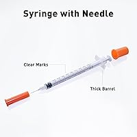 Vista 5 de Jeringas U-100 de 1 cc con 31g 5/16" (8mm), envueltas individualmente, paquete de 100