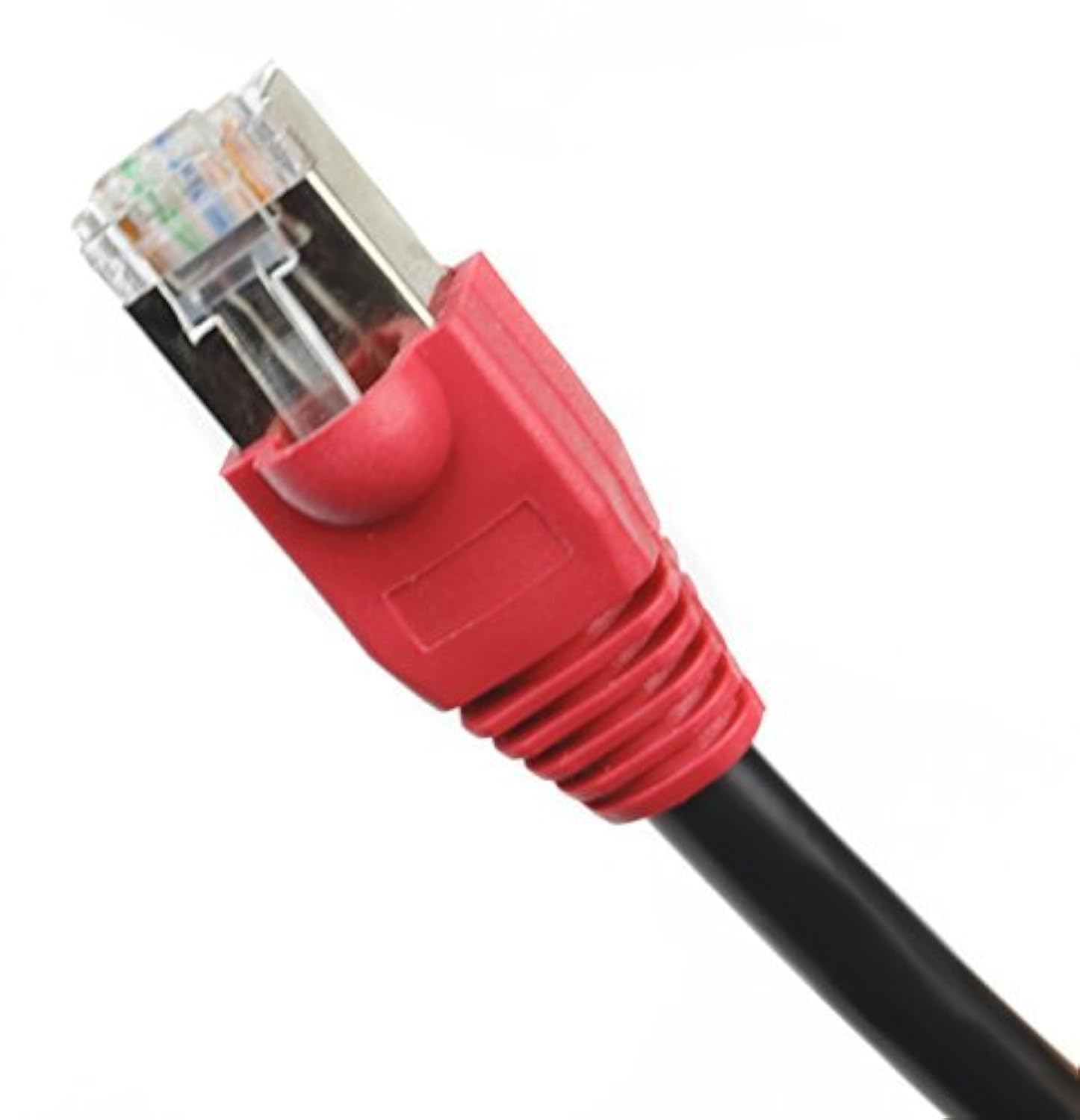 Ultra Spec Cables 35 m Cat5e Direct Burial wodoodporny RJ45 kabel krosowy RJ45 CMXT w pełni przetestowane złącza zainstalowane! - czarny z czerwonym bagażnikiem