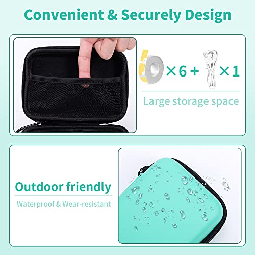 Image of Phomemo D30 D35 Label Marker, Green Case with 6 Rolls Color Combination Set, Label Tapes, Waterproof Storage Bag with Black on White, Clear Starry Sky Label Tapes,
