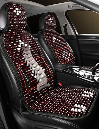 AutoVibe Wood Beaded Car Seat Cover Massaging Breathable Cooling Cushion