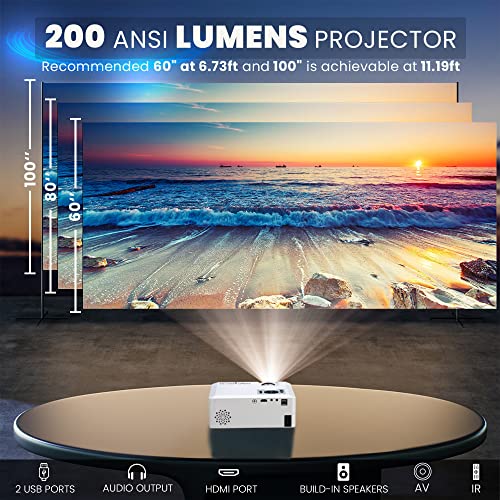 image for HUMBLESPARK Mini Projector 200 ANSI Lumens Multimedia Home& Outdoor Th