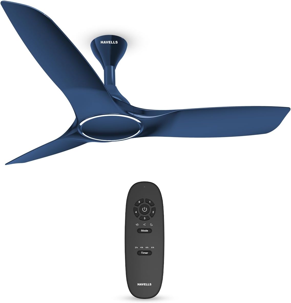 Havells 1200mm Stealth BLDC Ceiling Fan | Voice Controlled, Remote Controlled, High Air Delivery Fan, 5 Star Rated | Upto 60% Energy Saving, 2 Year Warranty | (Pack of 1, Indigo Blue)