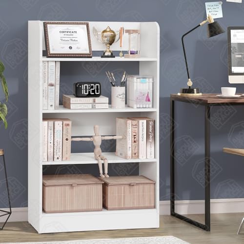 Image of ABOUT SPACE Bookshelf for Home - 4 Tier Books Rack for Study Room Multipurpose Open Shelf for Home, Office, School Engineered Wood Book Organizer Shelf (White - L 62.5 x B 23.5 x H 105 cm)