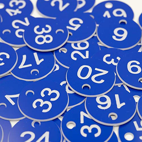 Kunststoff-ID-Nummernschilder, graviert, Schlüsselanhänger, ID-Tags ohne Schlüsselringe (201-300, blau)