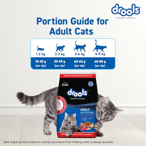Image of Drools Adult Dry Cat Food (2.8kg+1kg) 3.8kg | Tuna & Salmon | Better Vision & Shiny Coat | Complete Nutrition | No Preservatives
