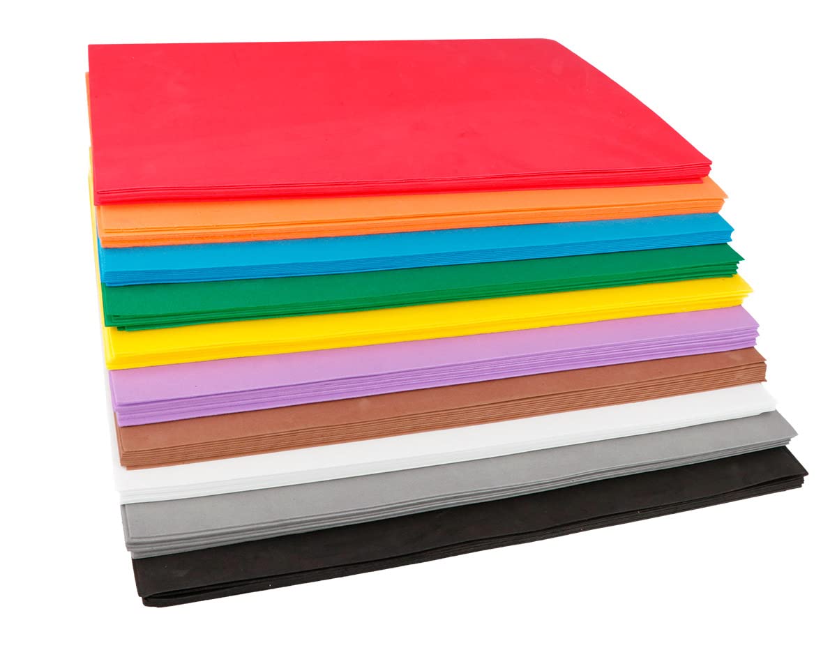 INNSPIRO Maxi School Pack 100 Sheets EVA Rubber Assortment 10 Colors 20x30cm.x1mm, 0