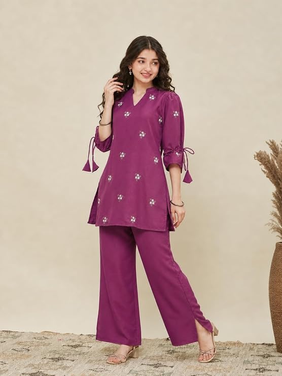 Image of RP ECOM Girls Cord Set dress for Girls | Top Kurta and Palazzo Pant Set | Ethnic & Casual Wear Outfit | Kurta Suit set for kids girls