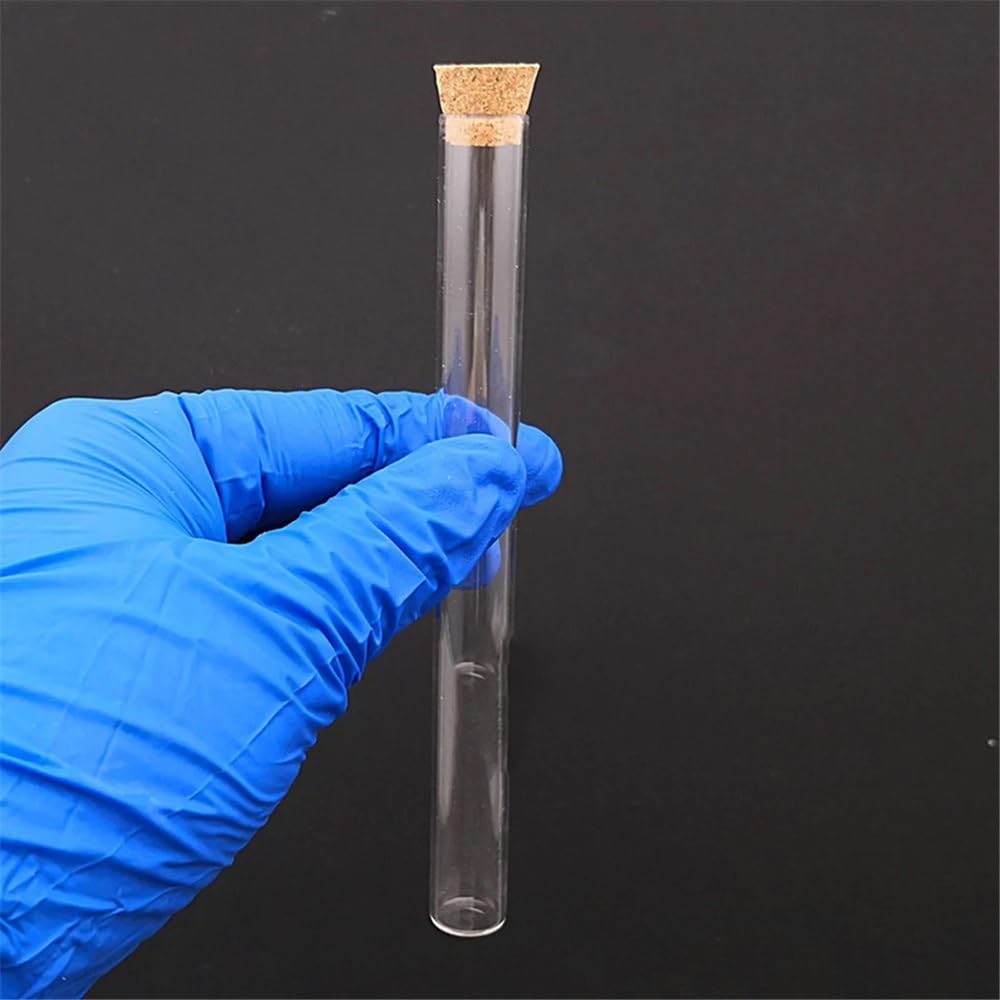 Borosilikatglas-Reagenzgläser, Reagenzgläser aus Borosilikatglas mit Korkstopfen, 15 x 150 mm, flacher Boden, 19 ml, 20 Stück
