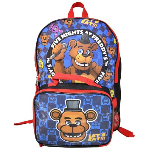 Bioworld Conjunto de mochila e lancheira infantil Five Nights At Freddys 40,6 cm Mochila escolar leve com lancheira isolada – perfeita para meninos da pré-escola e ensino fundamental