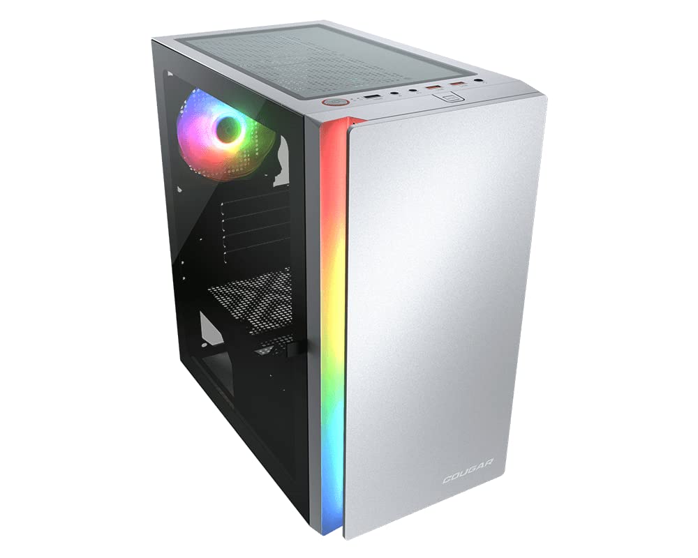 Cougar Gaming | BOITIER PC Gaming | PURITYRGBWHITE - Panneau latéral en Verre trempé - RGB Personnalisable - Compatible avec Cartes mères ATX, Micro ATX et Mini ITX - Compartiment PSU