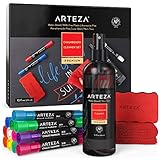 Arteza Chalkboard Cleaner Set with 12 Assorted Color Chalk Markers, Magnetic Eraser, 10-Ounce Cleaner & Microfiber Fabric Towel for Blackboards, Chalkboards, and Menu Boards