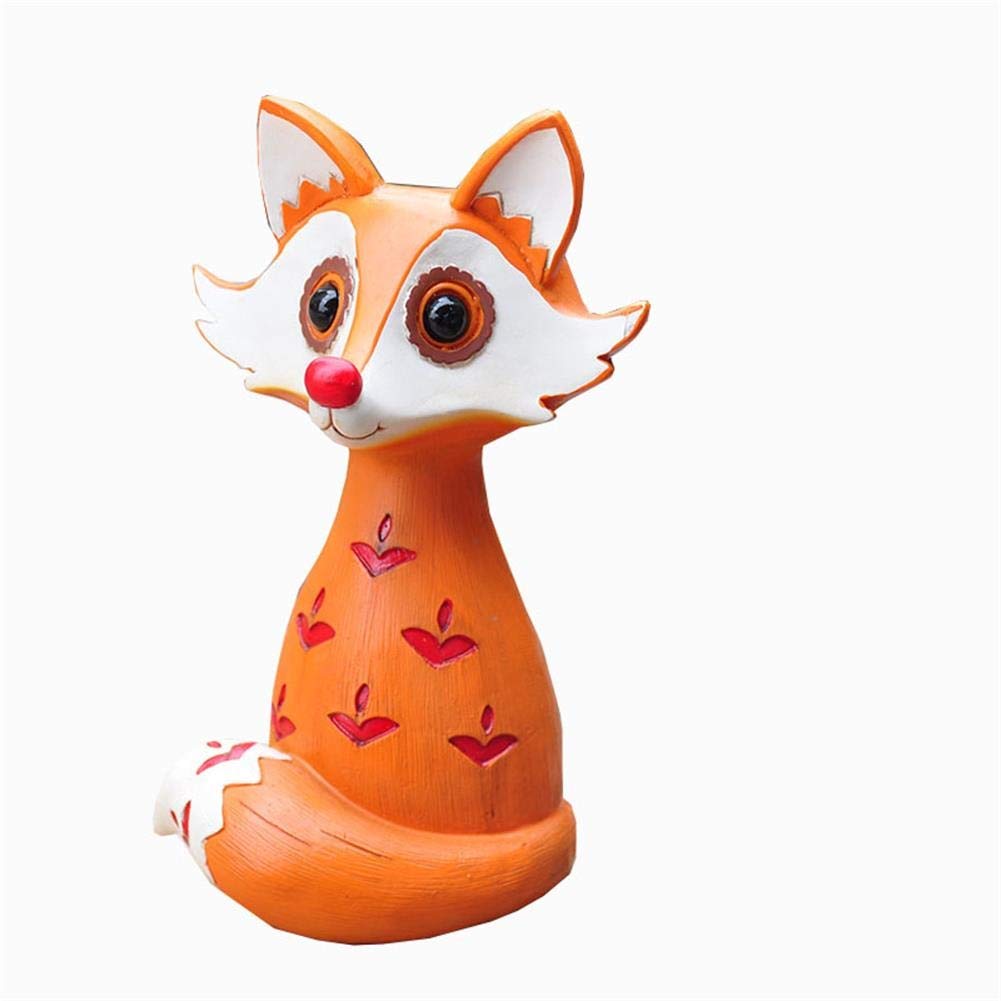 Sculpture de renard en résine peinte pour décoration de jardin et extérieur