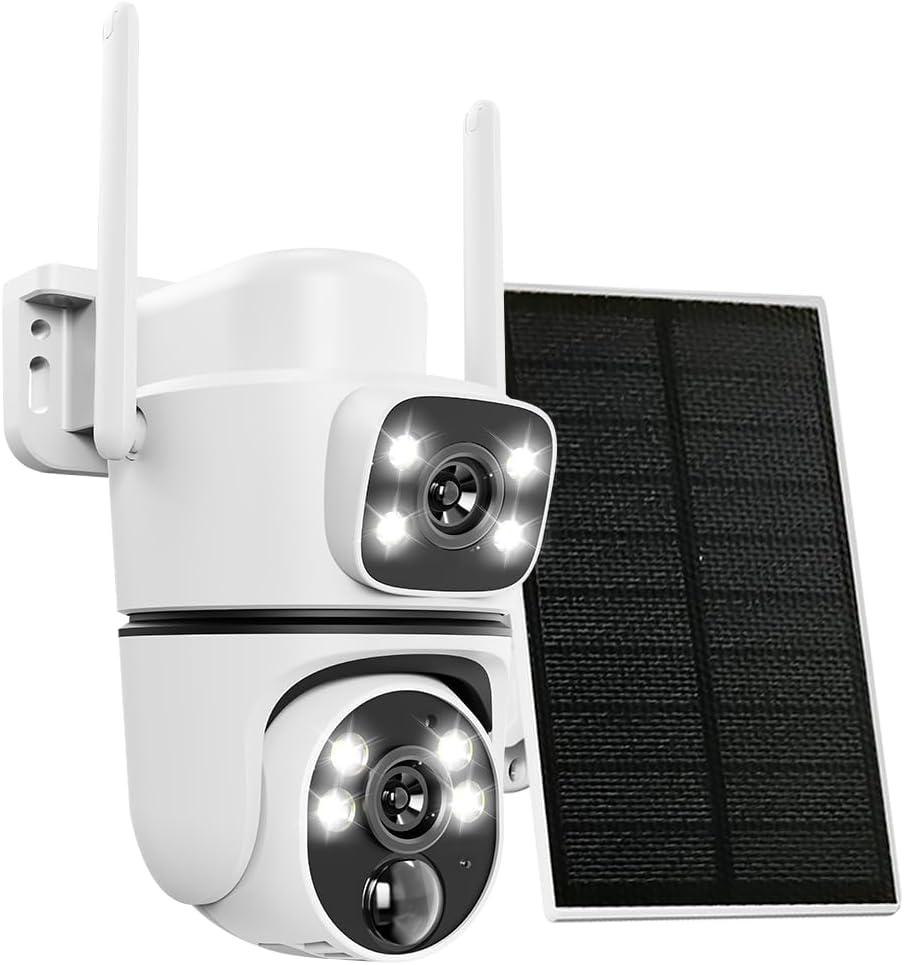 OOSSXX (Auto-Tracking & Dual Lens Solar Powered Camera Outdoor Wireless, 2.4/5GHz Dual WiFi, 360 View Pan/Tilt Home Security Camera System, 2.5K Color Night Vision, 2-Way Audio, PIR Detection,1 Pack