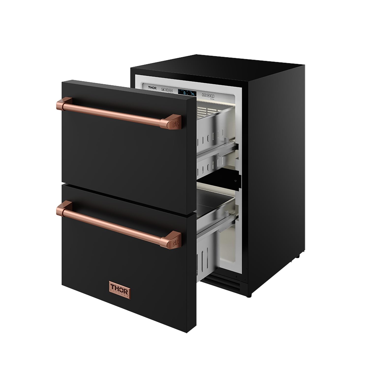 24 Inch Undercounter Built-In/Freestanding Drawer Freezer – Black/Rose Gold | Gordon Ramsay Series on Fridge.com