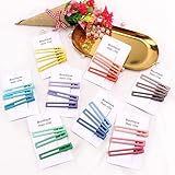 24 Pcs No-Bend Square Metal Matte Hair Clips and Barrettes for Makeup Hairstyling - Cute Rainbow Color Hair Accessories for Women and Girls
