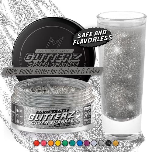 Image of MONEGASQUE Silver Edible Glitter for Drinks & Cakes, Cocktail Glitter, 10g