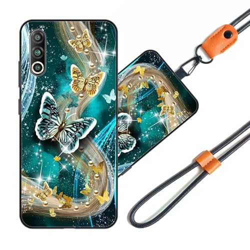 JEZSTHAI Funda Compatible con MEIZU 16S Pro Carcasa de Silicona Suave con Correa Colgante Correa de Cuello Cordón para Movil,Anti-Choque Protección Case con Patrón.Patrón*A04