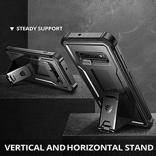 Image of Dexnor Polycarbonate For Samsung Galaxy S10+Plus Case,[Built In Screen Protector&Kickstand] Heavy Duty Military Grade Protection Shockproof Protective Cover For Samsung Galaxy S10 Plus Black