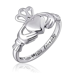 S925 Sterling Silver Love Loyalty Friendship Irish Ladies' Claddagh Ring Size 7