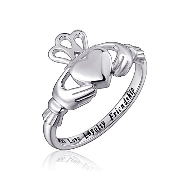 S925 Sterling Silver Love Loyalty Friendship Irish Ladies' Claddagh Ring Size 7