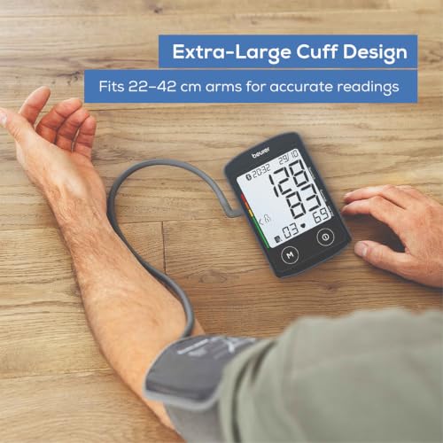 Image of Beurer German Engineering BM 46 Connect Digital Blood Pressure Monitor with USB-C Port| Upper Arm BP Machine with XL Display I Bluetooth App Connectivity I Large Cuff I Memory space of 240 readings I Black in color I 3 years warranty