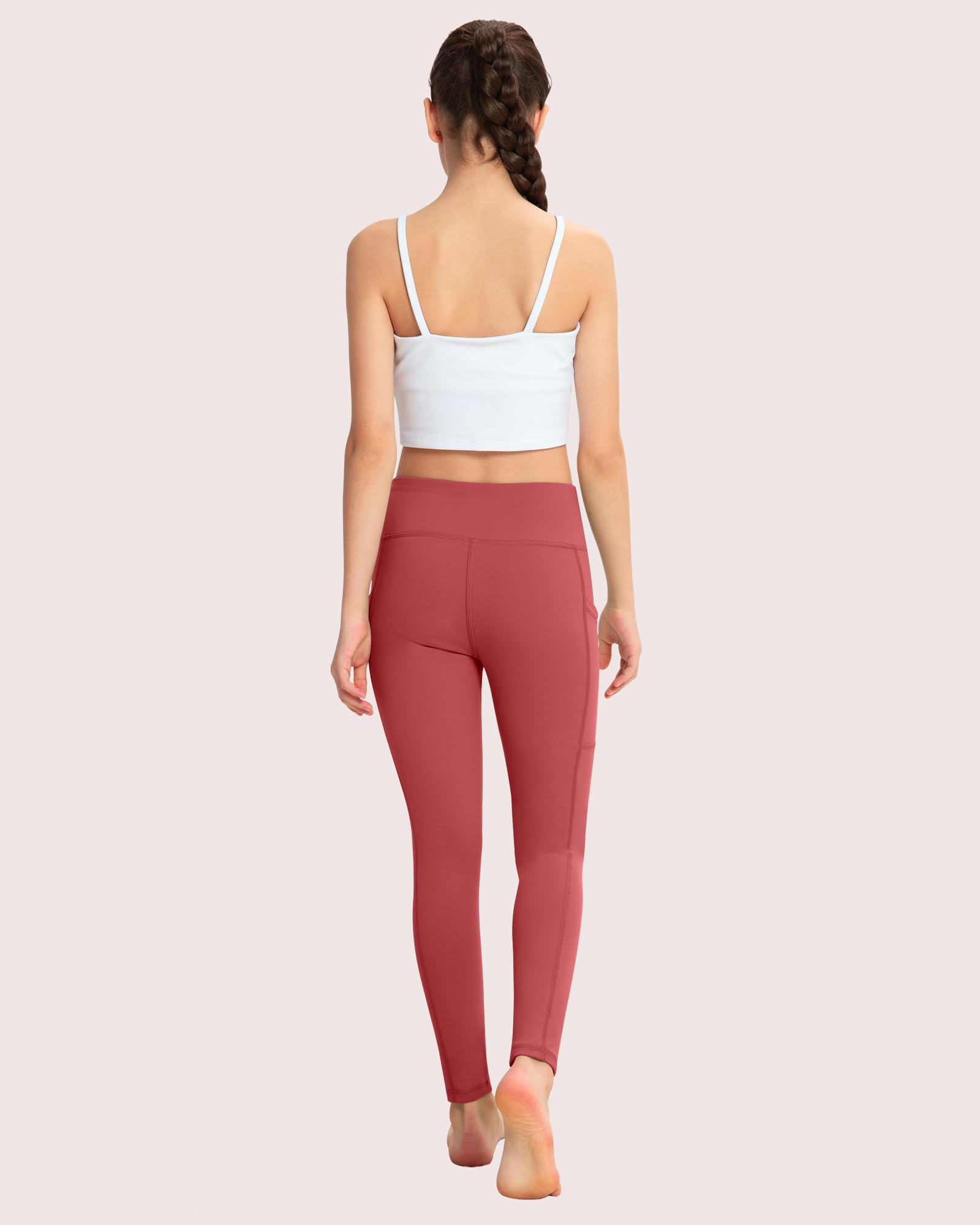 ATHVOTAR Lot de 4 leggings pour filles avec poches : pantalon taille haute pour yoga, entraînement, danse, course à pied