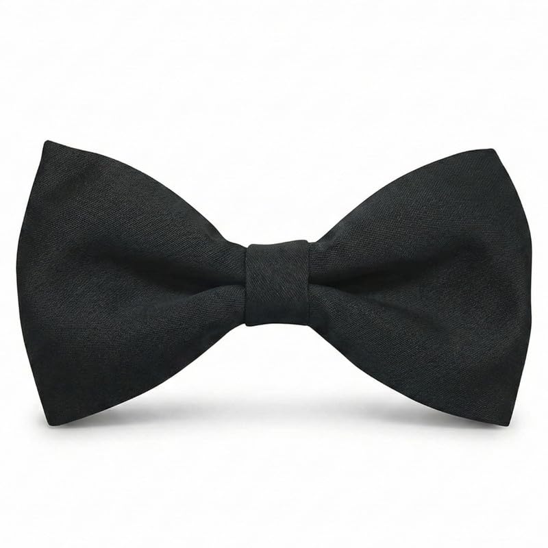 Bow Tie for Men Classic Solid Colour Pre-Tied Satin Formal Tuxedo Bowtie Adjustable Length Clip on Design for Adults Elegant Double Fold Ties for Boys and Men’s Party Accessories (Black)-image-23