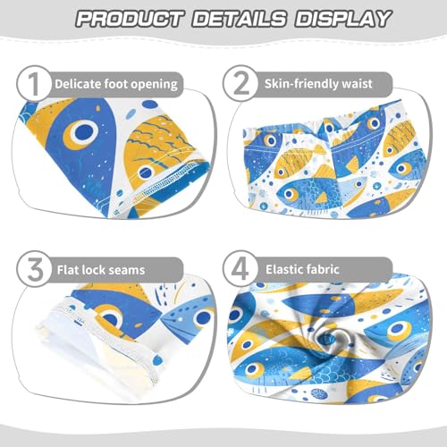 KLL Cartoon Fish Boy Blue Toddler Baby Girl Active Leggings Fashion High Waisted Dance Pants Running3