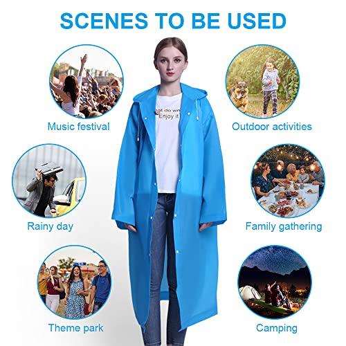 Vicloon Regenponcho, 2 Stück Regenponcho Festival Einweg, Unisex Wiederverwendbar Transparent Regenmantel, PEVA Tragbarer Wasserdicht Regencape, für Reisen, Wandern, Radfahren & Camping