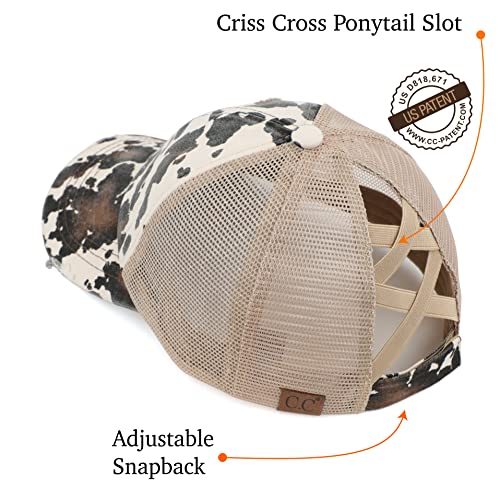 Image of C.C Exclusives Hatsandscarf Washed Distressed Cotton Denim Ponytail Hat Adjustable Baseball Cap (BT-13)