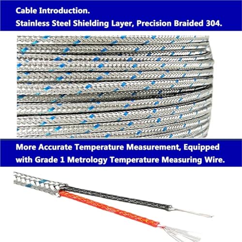Termopar tipo K de 1m con cable blindado de metal para sensor de temperatura de 0 a 600 °C 4