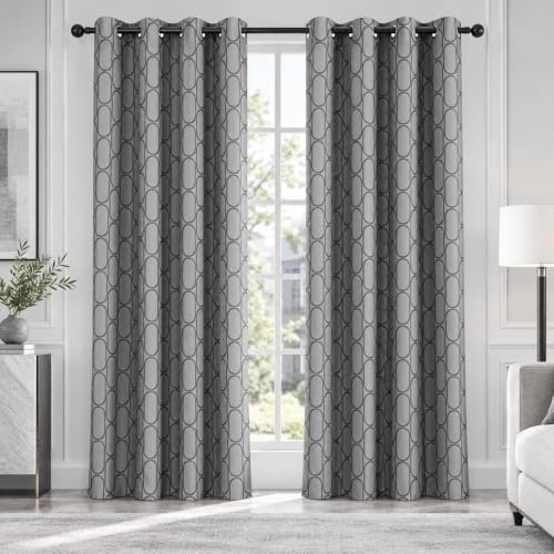 Deconovo 100% Blackout Curtains 84 Inch Long for Bedroom with Black Liner