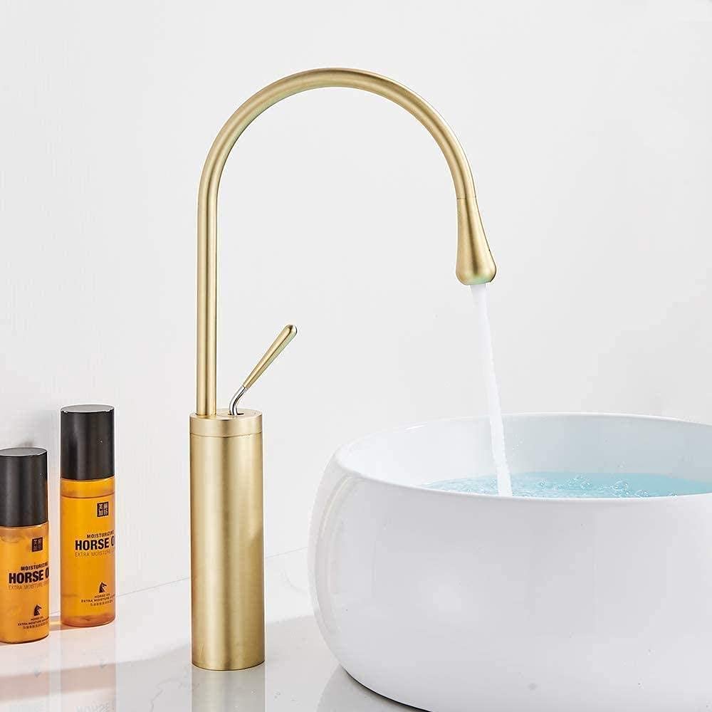 Rubinetto, maniglia singola ruota di 360 compatibile con lavelli da cucina doppi lavelli in ottone dorato, rubinetti dell'acqua calda e fredda