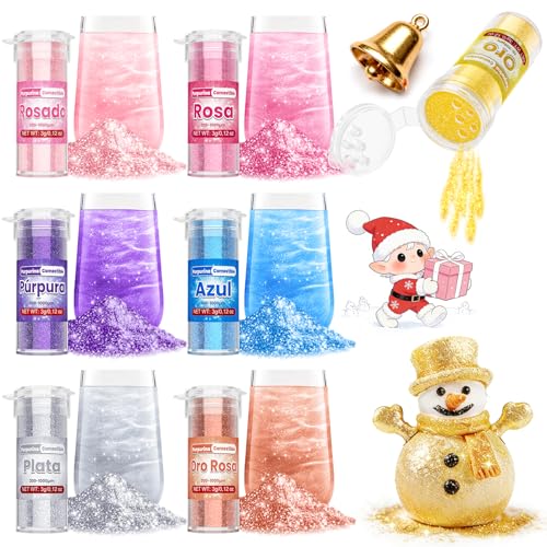 Purpurina Comestible - 7 Colores Vivos Glitter Comestible Reposteria (3g C/U), sin Sabor Purpurina Comestible Reposteria para Bebidas, Oro Comestible para Tarta, Macarons, Donuts, Fondant, Cupcake