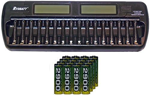 16Bay AAAAA Cargador de batería lcd + 32AA 2900mAh AccuPower Baterías NiMH