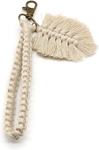 Miniatura 6 de Correa de muñeca bohemia de macramé, cordón para teléfono celular con 2 pestañas de sujeción, pulsera hecha a mano para niñas