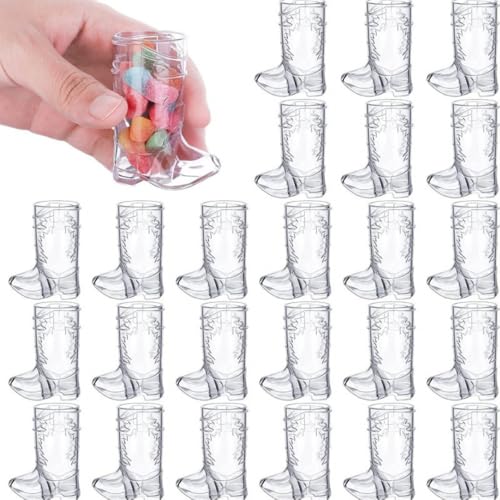 Vasos de chupito con diseño de bota de vaquero, 24 vasos de plástico para fiestas temáticas occidentales, 50 ml, vasos novedosos para eventos temáticos