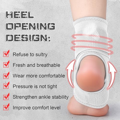 Image of Honoson 2 Pcs Ankle Brace Kid Ankle Support Youth Neoprene Lace up Compression Sleeve Foot Brace Stabilizer with Adjustable Strap for Sport Sprained Plantar Fasciitis Achilles Tendonitis(White,M)