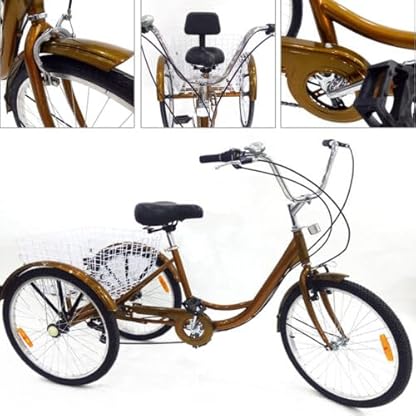 24 Zoll Dreirad Für Erwachsene Dreirad mit Einkaufskorb Citybike-Dreirad 6 Gang 3 Räder Fahrrad Seniorenrad Tricycle Mit Korb Für ErwachseneFahrrad 3 Rad Dreirad Mit Einkaufskorb – Bild 6