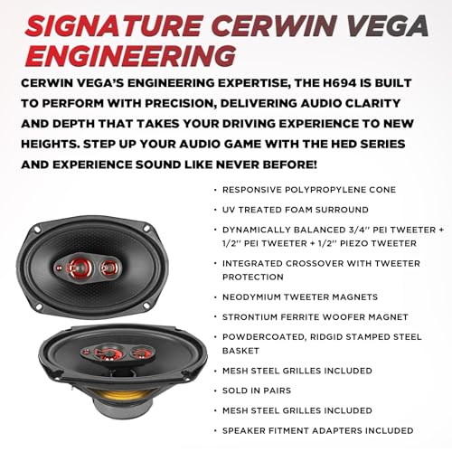 CERWIN-VEGA! H694 6"× 9" HED 4-Way 150 Watts 4 Ohm Coaxial Full Range Speaker Set(Pair) - Image 4