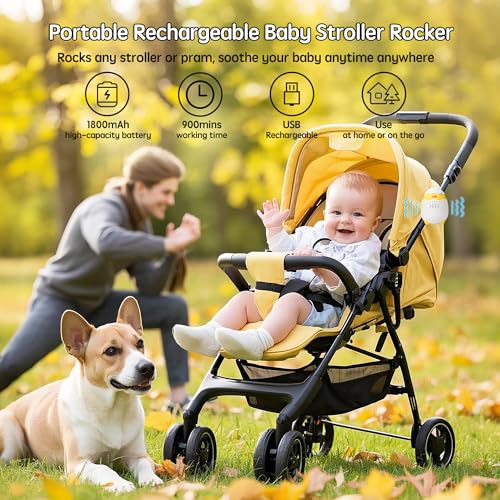 Baby Sleep Soothers Rechargeable Baby Rocker for Stroller Pram Baby Vibrating Soother Portable Baby Bouncer Stroller Rocker with 5 Vibration Intensities 4 Timing Modes for Newborn Registry Shower Gift - Image 3