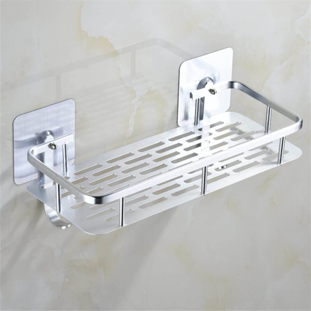 BAHELS Shower Caddy Rectangle Bathroom Wall Storage Shelf With Hook Aluminum Shower Caddy Holder Kitchen Rack Organizer No