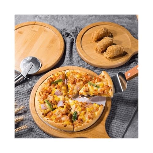 LICONG-2020 Serving Tray Hotel Restaurant Tray Bamboo Solid Wood Tray Circular Bamboo Wood Plate Water Cup Tray Household Wooden Pizza Board Tray Decorative Tray - Image 6