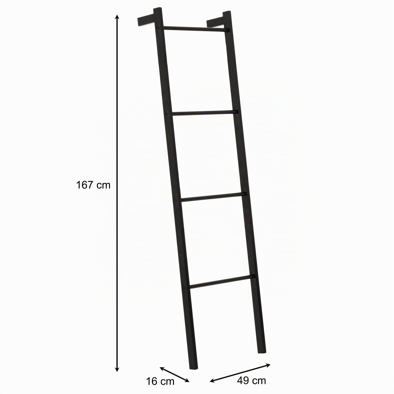 IDIMEX Echelle BERTOLA Porte-Serviette avec 4 barreaux, en métal laqué Noir