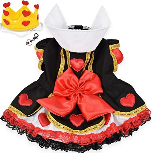Puppe Love Queen of Hearts Costume Dress with Charm and Heart Crown Headpiece â€“ for Dogs â€“ Sizes XS Thru L (L/XL (Chest 20â€-23â€, Neck 13â€-15â€, Back 16â€), Red/Black)